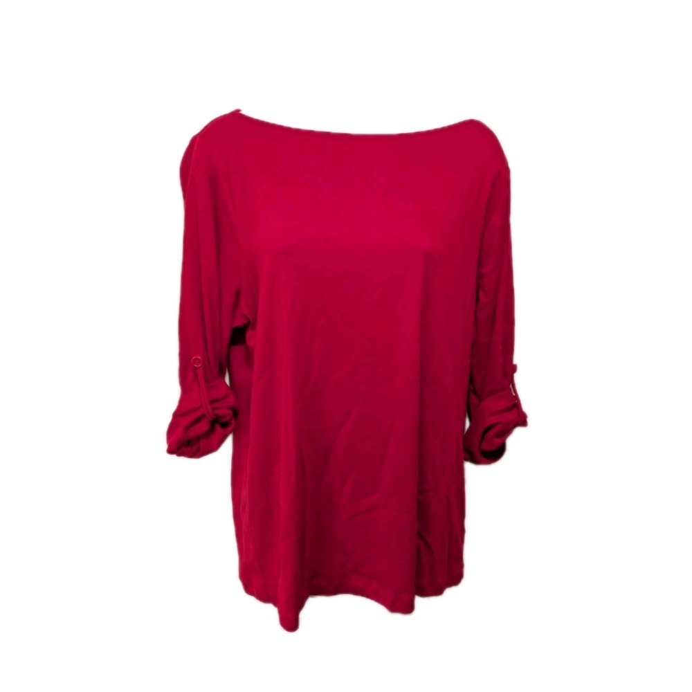 Lauren Ralph Lauren Ruched Sleeve Top 2X Tee T Shirt Mature 8700